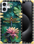 Compatible with iPhone 16 Case, Colourful Dragonfly Pink Lily Pads Luxury by Unknown