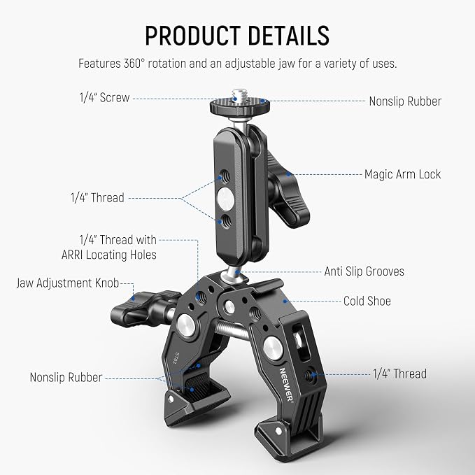 NEEWER Super Clamp Magic Arm Camera Mount - Image 2