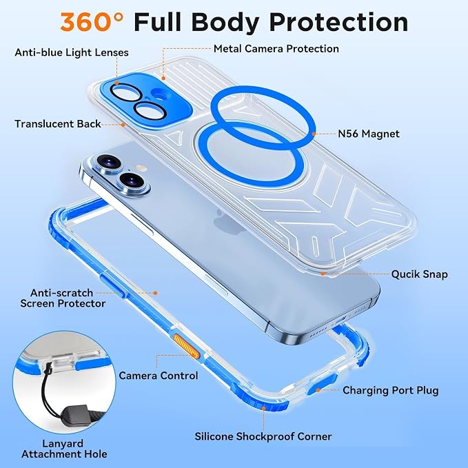 WIFORT for iPhone 16 Plus Waterproof Case, Fit for Magsafe Full Body Magnetic - Image 6