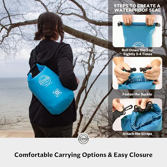 STOVER 5/10/25/30/40/55L Waterproof Dry Bag- Roll-Top Backpack w/Phone Case- - Image 5
