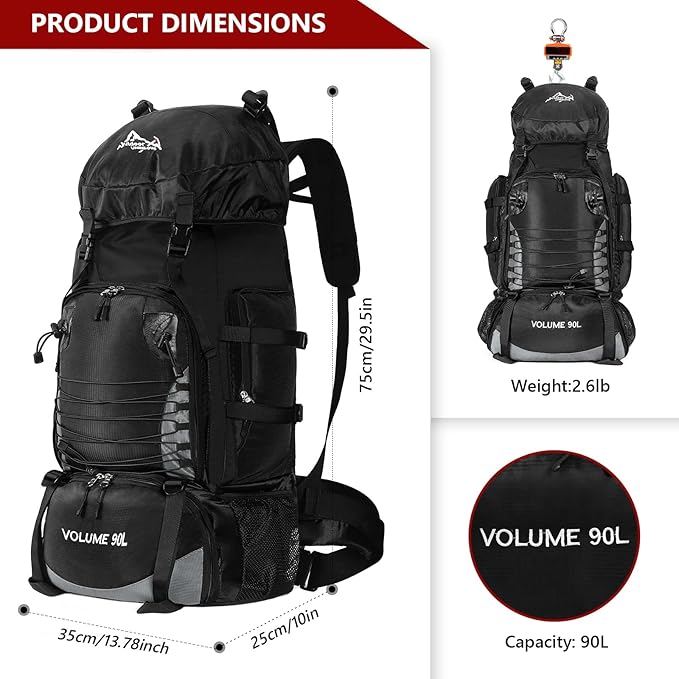 90L Hiking Backpack, Waterproof Camping Bag - Image 5