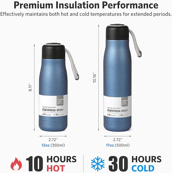 Small Water Bottle 12 oz, Dusgut Insulated Water Bottle, Stainless Steel - Image 3