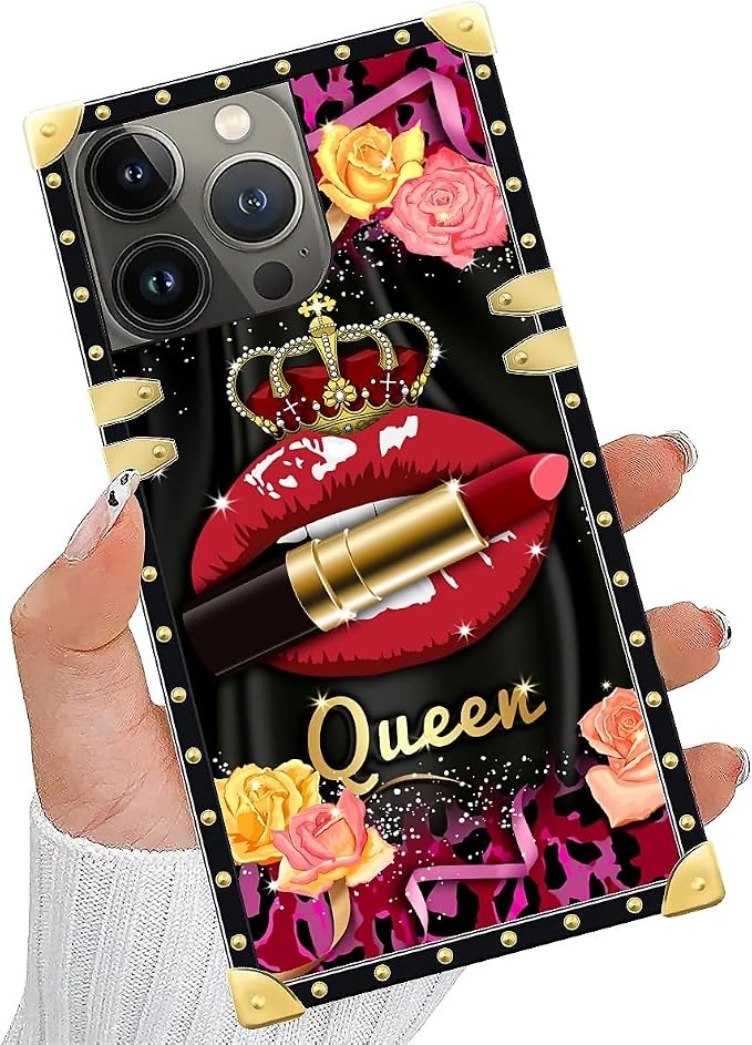 Compatible with iPhone 13 Pro Case, Queen Lip Crown Leopard Print Luxury Golden - Image 5