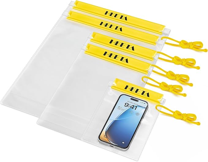 HEETA 5-Pack Clear Waterproof Dry Bag Pouch, Water Tight Cases Dry Bags by HEETA
