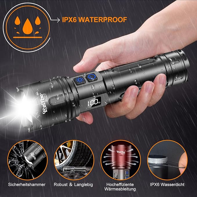 Relybo Rechargeable Flashlights High Lumens, LED Flashlight 100000 Lumens - Image 7