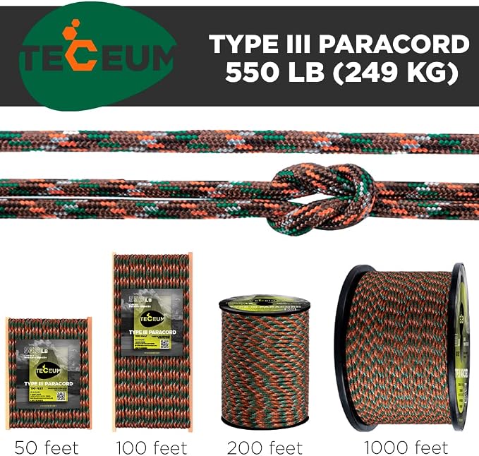 TECEUM Reflective Paracord Rope 1000 – 1000ft/200ft/100ft/50ft – 40+ Colors – - Image 9