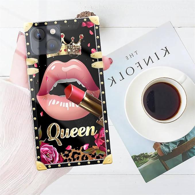 Compatible with iPhone 13 Case, Glitter Red Rose Queen Leopard Lipstick Luxury - Image 7