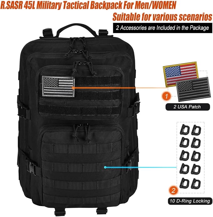 45L Tactical Backpack for Men Women, Military Assault Pack - Image 2