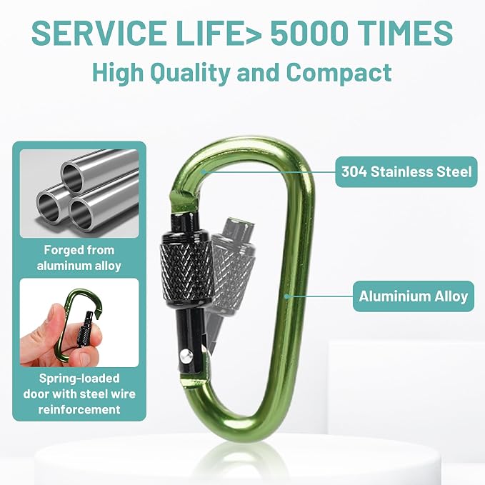 Multi-Pack Aluminum Carabiner Clips, Outdoor Activities - Image 3