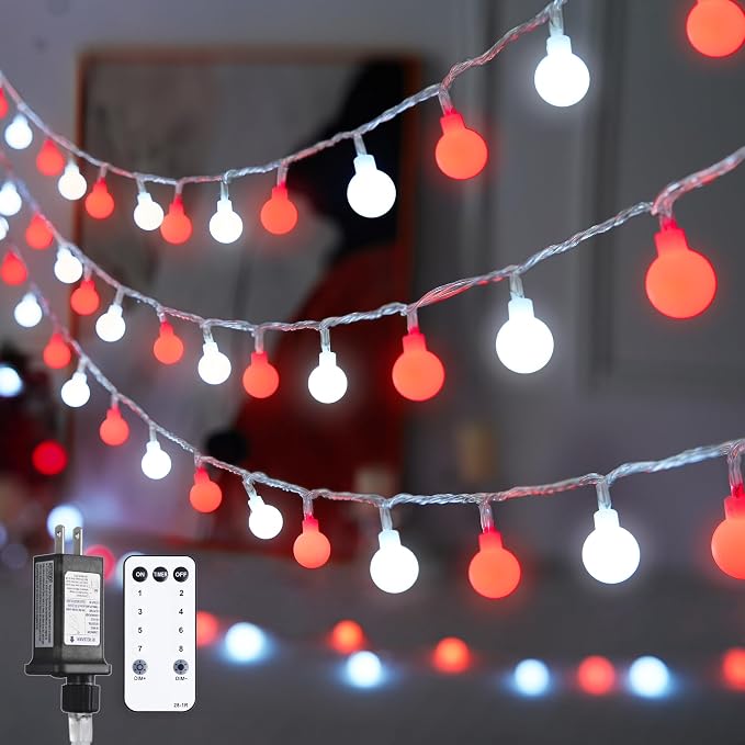 JMEXSUSS Globe String Lights, 100 LED Plug by JMEXSUSS