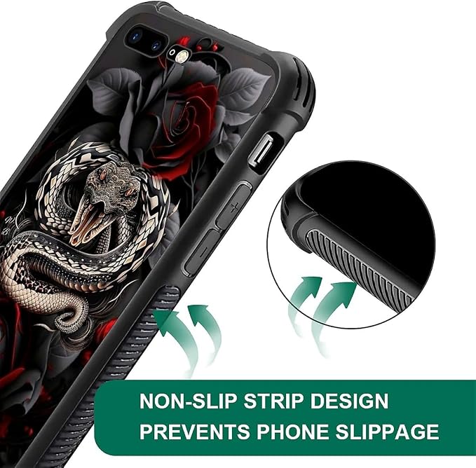 for iPhone 7 Plus/8 Plus Case, Entwined Rose Snake Pattern Graphic Design - Image 2