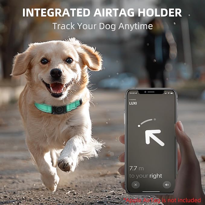 AirTag Dog Collar, IP68 Waterproof Air Tag Dog Collar Holder, Reflective - Image 4