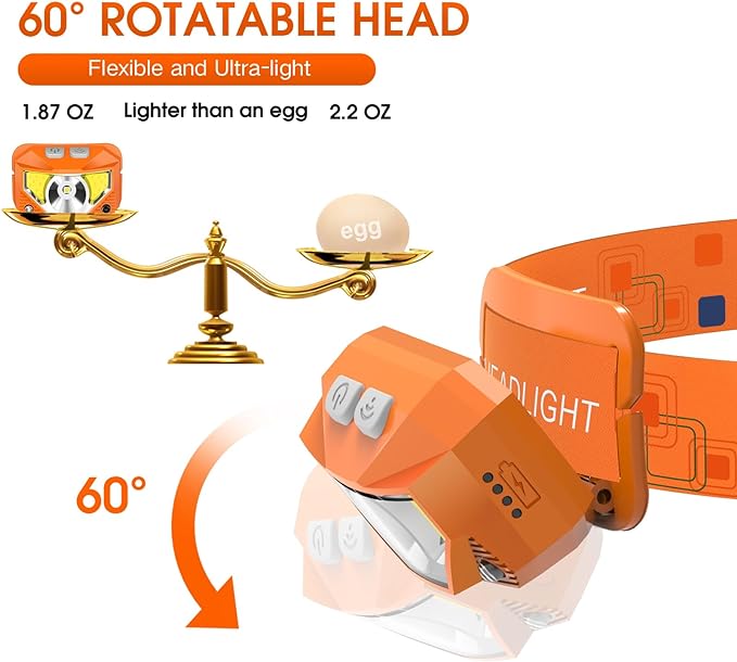 LHKNL Headlamp Flashlight, Lumen Ultra-Light Bright LED Rechargeable Headlight - Image 5