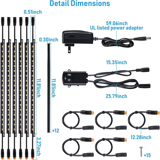 TORCHSTAR LED Safe Lighting Kit 3CCT, 12 Inch Linkable Light Bars, Motion Sensor - Image 8