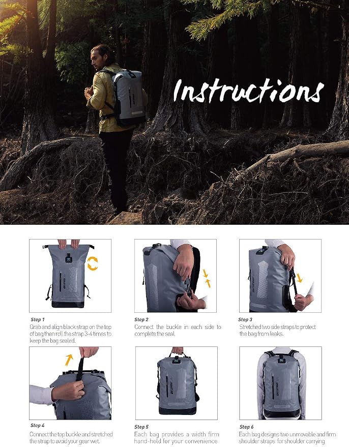 IDRYBAG Waterproof Backpack for Men 20L/30L/40L, Floating Dry Bag Kayak - Image 8