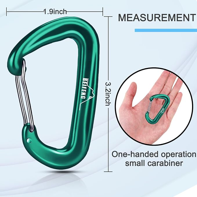 BEIFENG Heavy Duty Lightweight Locking Carabiner Clips D Ring - Image 2