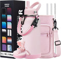 32 OZ Water Bottles with Straw, Storage Carrier Bag, Paracord Handle & Chug Lid by DIGJUPER
