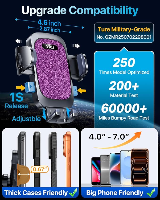 YRU Car Phone Holder Mount Dashboard Cell Phone Holder - Image 7