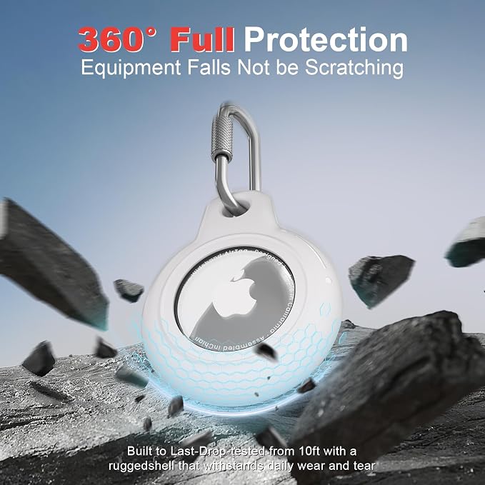 AirTag Holder with 304 Carabiner, 4 Pack IPX8 Waterproof Shockproof PC Hard Case - Image 4