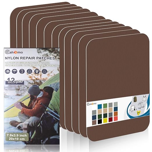 Cahomo 7.9x3.9 inch 12 PCS Nylon Repair Patch Nylon Repair Tape Self Adhesive by Cahomo