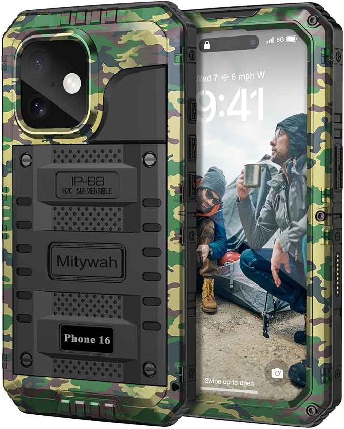 Mitywah Waterproof Case for iPhone 16, Shockproof Heavy Duty Case by Mitywah