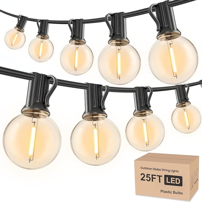 RTTY Outdoor String Lights 25 FT, G40 Led Patio Globe Lights by RTTY