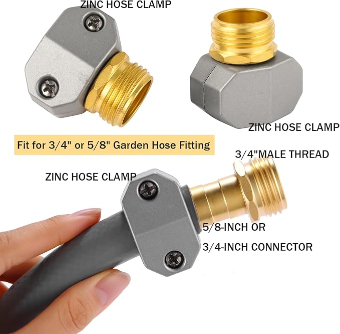 Garden Hose Repair Kits, 2 Pack Brass Water Hose Connector, Fit 3/4" and 5/8" - Image 3