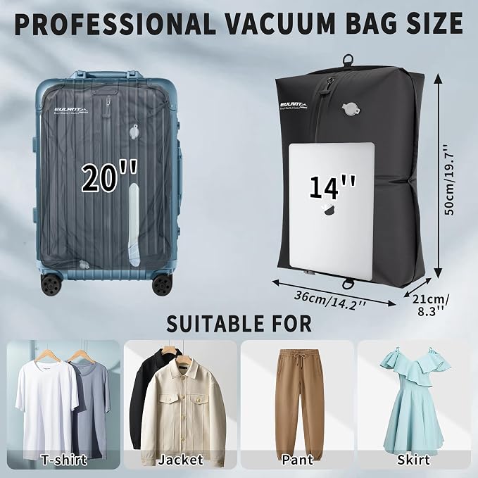 Reusable Vacuum Bags for Travel, Professional Waterproof IPX8 Zipper Vacuum - Image 2