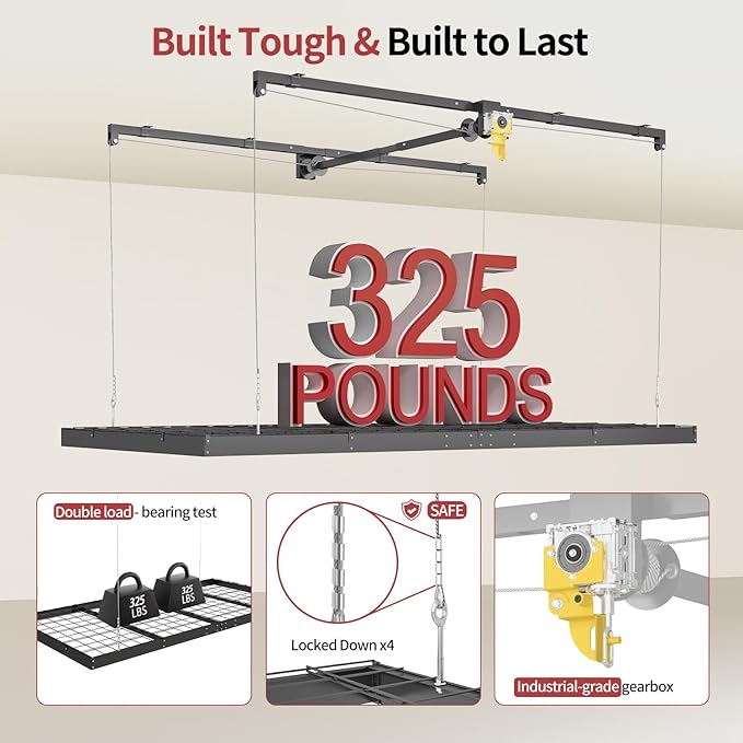 Garage Ceiling Storage Racks – 4x8 FT Overhead Garage Storage Rack - Image 3