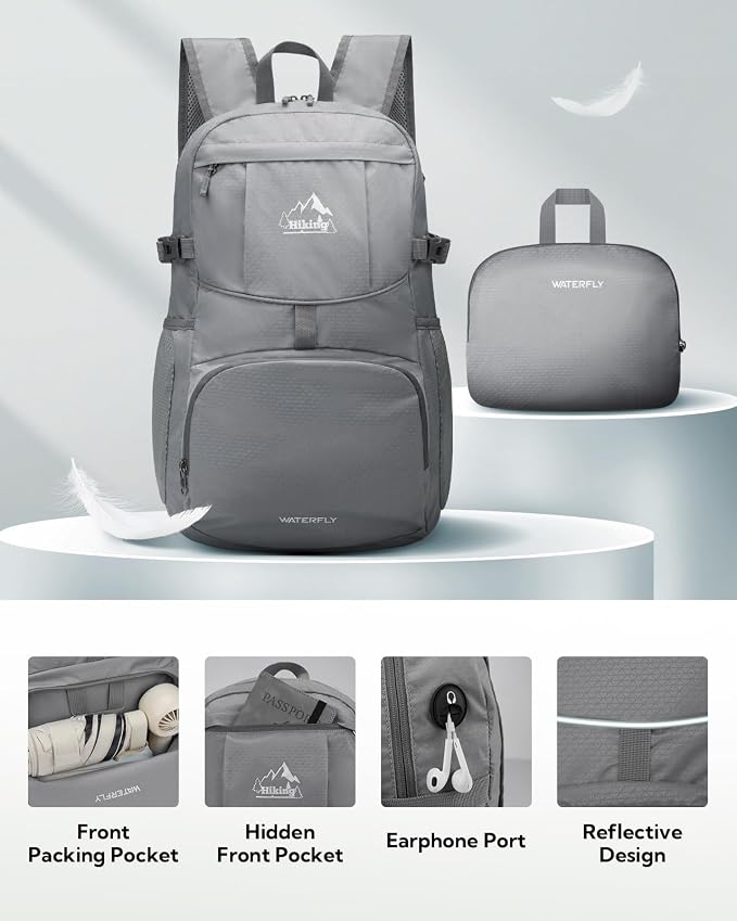 WATERFLY Hiking Packable Daypack Backpack: 35L Ultra Lightweight Day Pack - Image 4