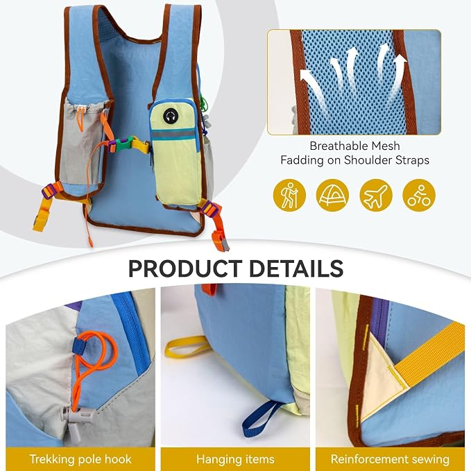 Small Hiking Backpack Travel Daypack 15L Colorful Lightweight Packable Foldable - Image 5