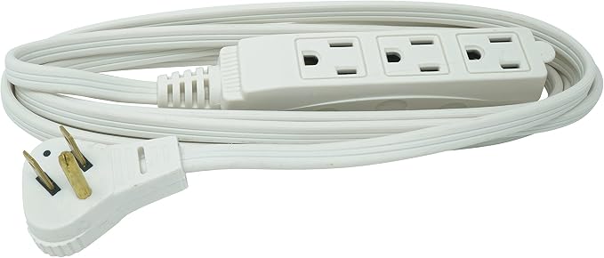 Woods Slimline Indoor Flat Extension Cord, 8 Ft, 16 Gauge Right Angle Plug - Image 2