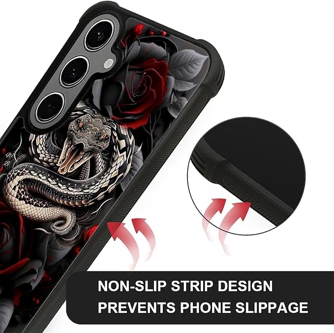 for Samsung Galaxy S24 S25 Plus Case, Entwined Rose Snake Pattern Graphic - Image 5