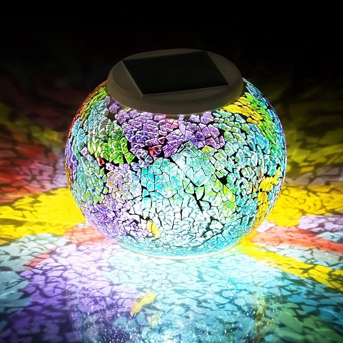 WSgift Color Changing Solar Powered Glass Mosaic Ball Led Garden Lights by WSgift