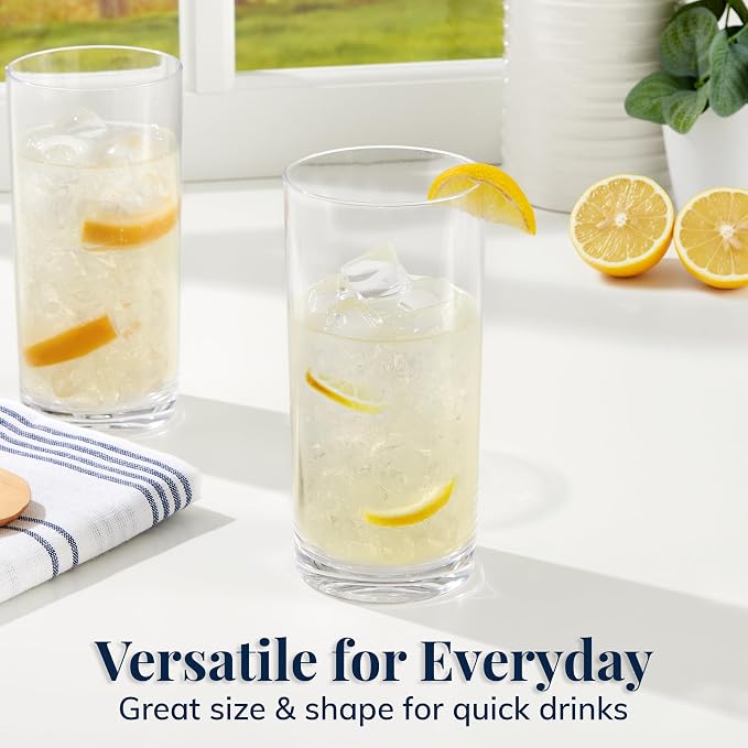 US Acrylic Classic Clear Plastic Reusable Drinking Glasses 16oz Water Cups | - Image 3