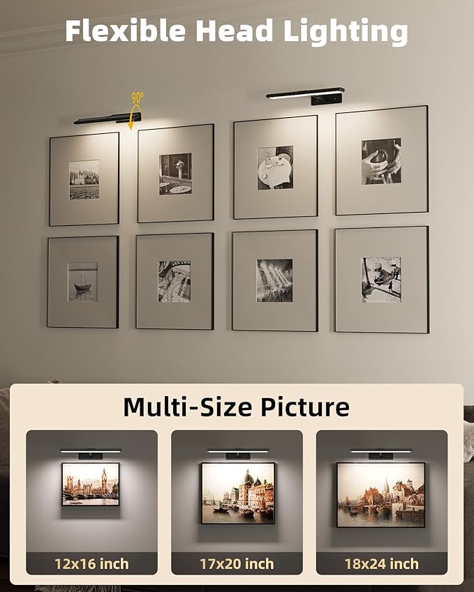 EZVALO Picture Light for Wall, 4800mAh Rechargeable Wireless Remote Battery - Image 7