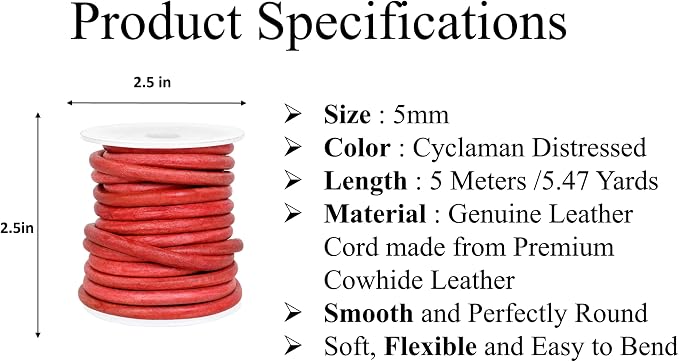 GENIQUE Real/Genuine Round Leather String Cord - Image 2