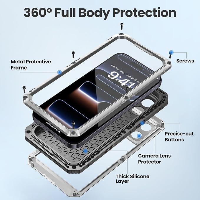 Mitywah Waterproof Case for iPhone 17 Pro Max, Rugged Metal Case - Image 5