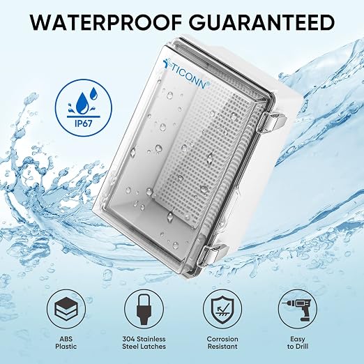 TICONN Outdoor Electrical Box Waterproof, Junction Box IP67 ABS Plastic - Image 2
