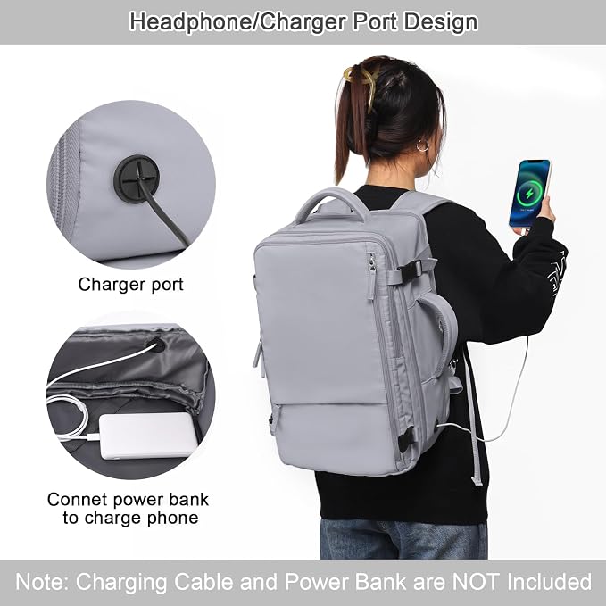 Sinaliy Travel Backpack for Women & Men, 40L Carry-On, 17-Inch Laptop, - Image 8