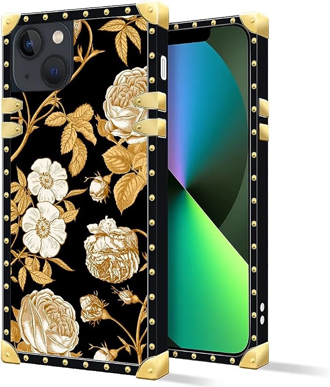 Compatible with iPhone 13 Case, Blooming Rose Golden Flower Luxury Golden - Image 2