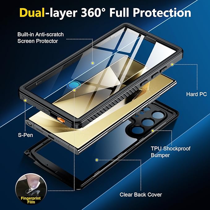 SPIDERCASE Upgraded for Samsung Galaxy S24 Ultra Case Waterproof, Built-in - Image 6