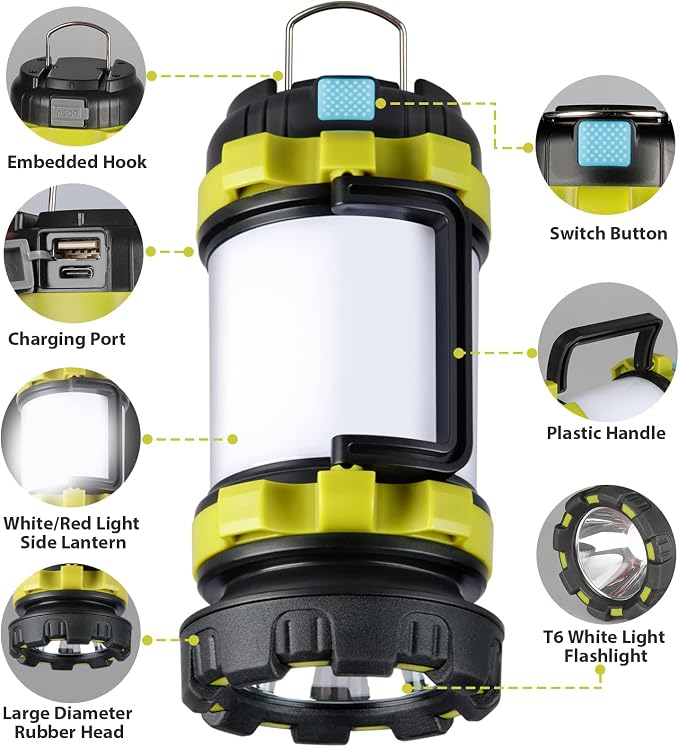 BOBKID 1 Pack Camping Lantern, Outdoor LED Camping Light, Rechargeable - Image 2