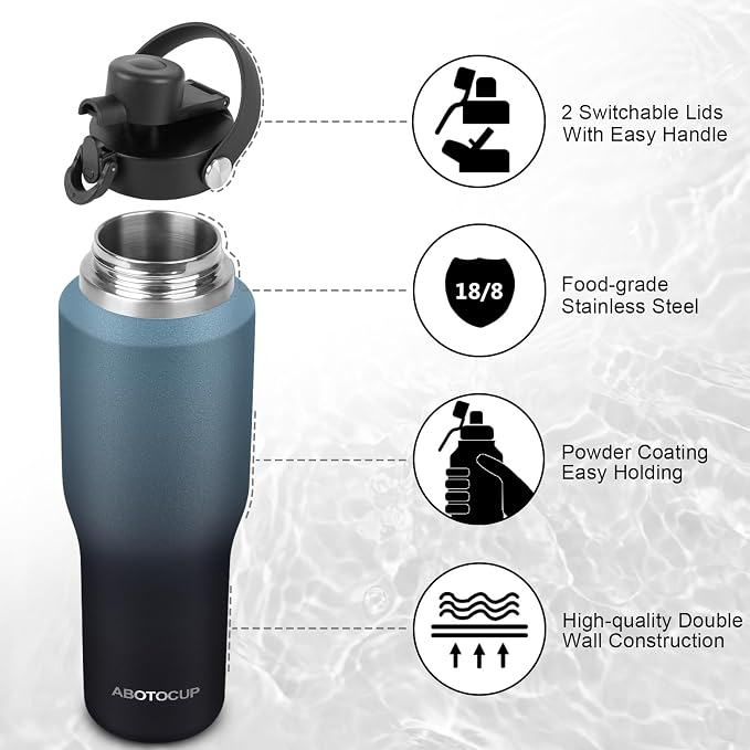 ABOTOCUP 32oz Insulated Water Bottle Keep Cold 24h&Hot 12h, Double Wall Vacuum - Image 7