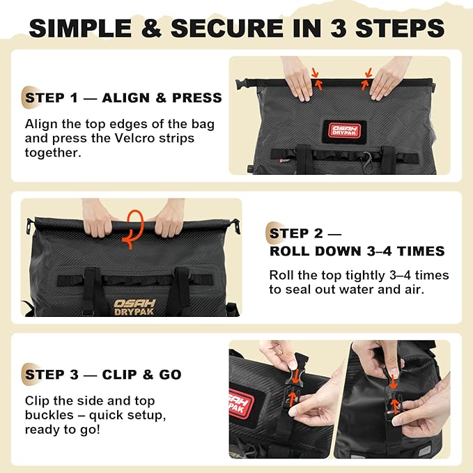 OSAH DRYPAK Waterproof Duffel Bag 25L/40L/60L – Heavy-Duty Motorcycle Tail Bag - Image 5