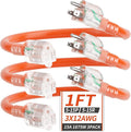 PlugSaf 1FT 12/3 Gauge Short Outdoor Extension Cord by PlugSaf