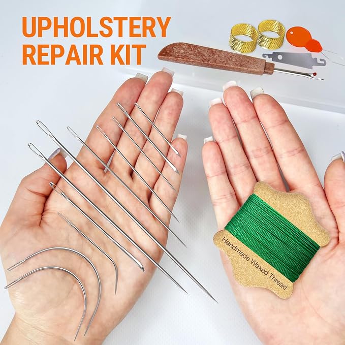 VONEEDL Upholstery Repair Kit: Waxed Sewing Thread & Heavy Duty Needles - Image 2