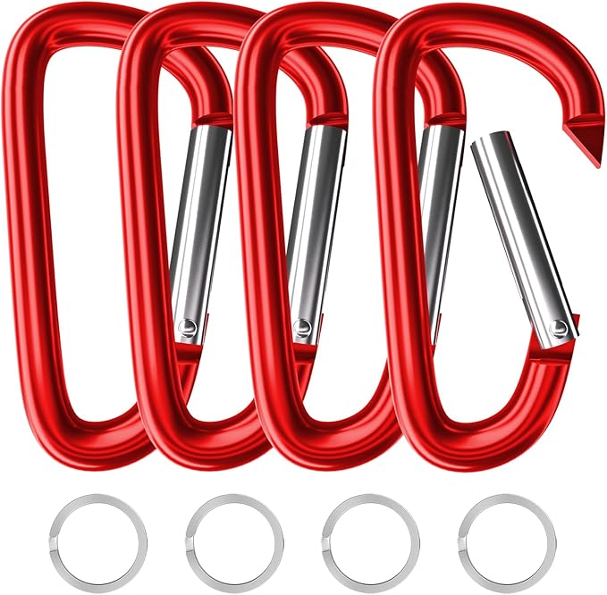 sprookber 4" & 5" Extra Large Aluminum Carabiner D Ring, Caribeener Clips by Sprookber