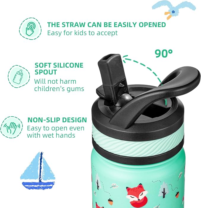 Fanhaw 14 Oz Kids Insulated Water Bottle - Image 3