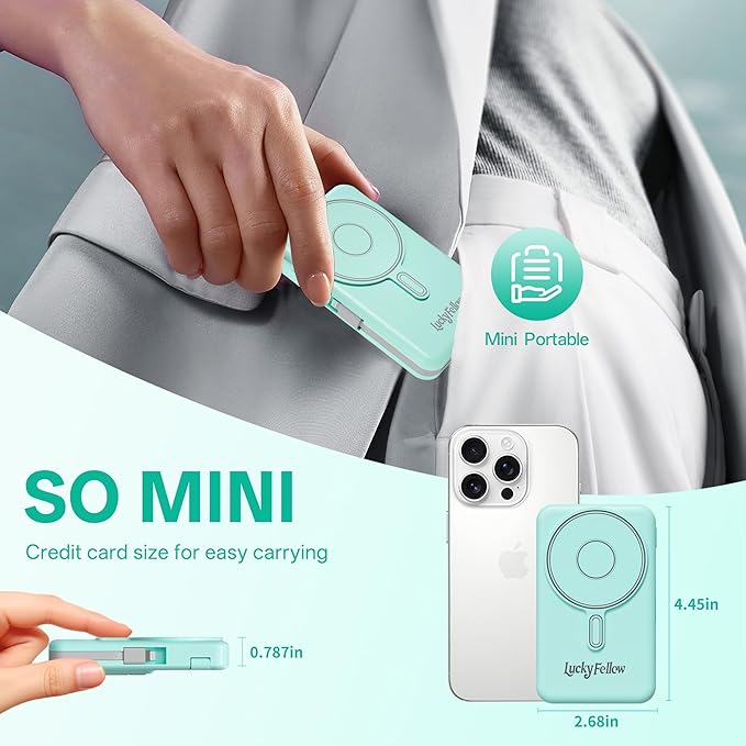 Magnetic Portable Charger Built-in Cables, 10000mAh Fast Charging Wireless - Image 4